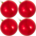 10in Shiny Red Christmas Ball Ornaments - Set of 4