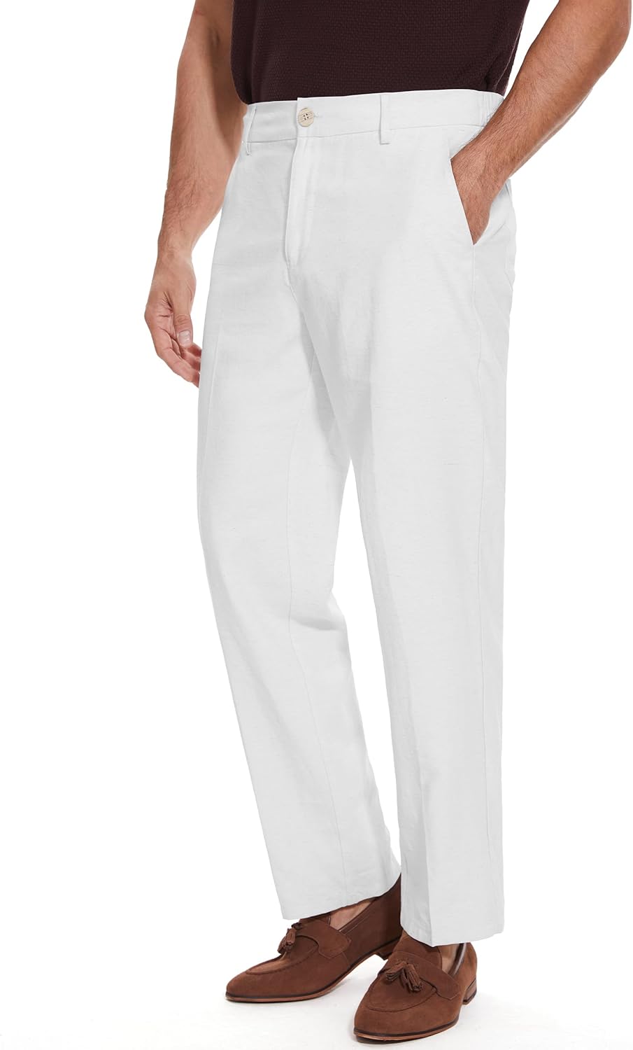 Men's Linen Casual Dress Pants for Work and Business Attire