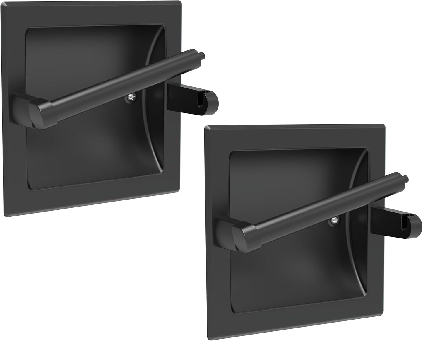 Recessed Pivoting Toilet Paper Holder 2 Pack in Matte Black