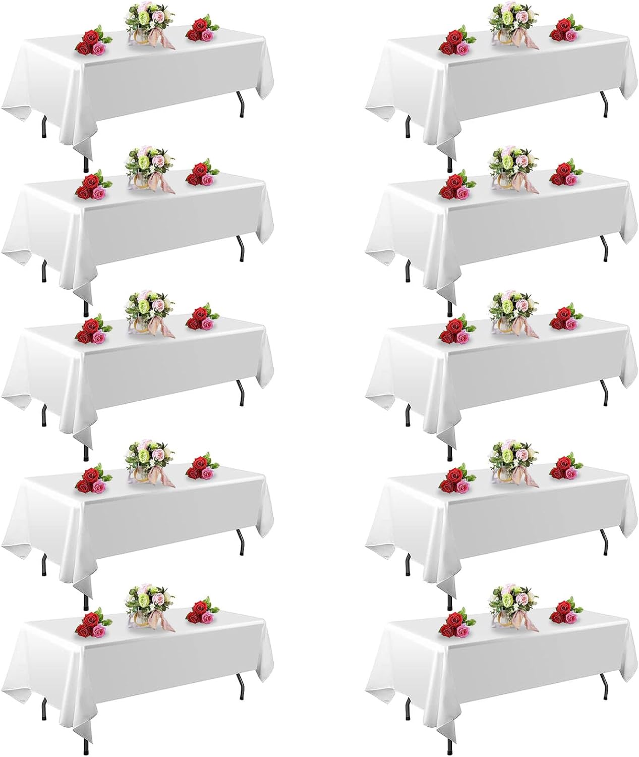 10 Pack White Table Cloths for 6 Foot Rectangle Tables