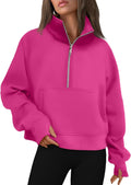 AUTOMET Womens Half Zip Cropped Pullover Sweatshirt - Cozy Fall Fit in