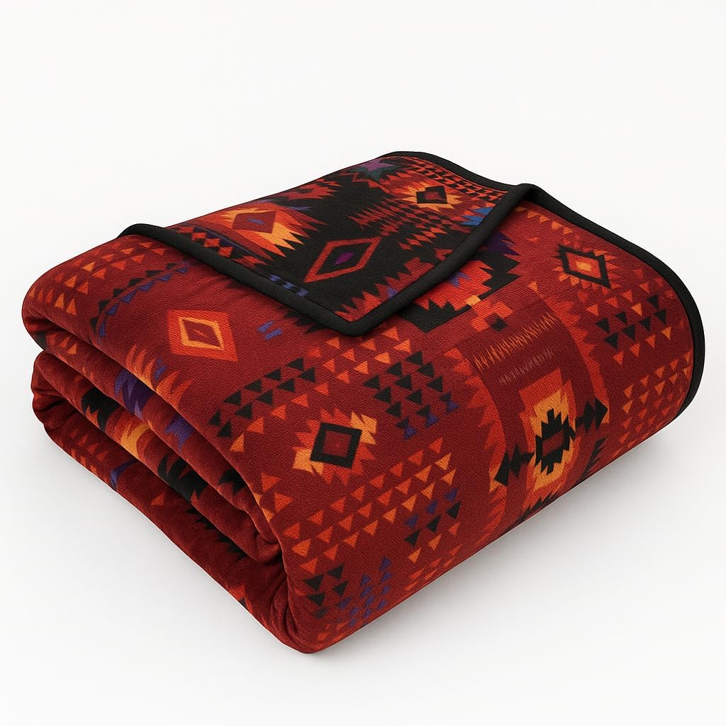 Vibrant Aztec Reversible Fleece Blanket for Cozy Decor
