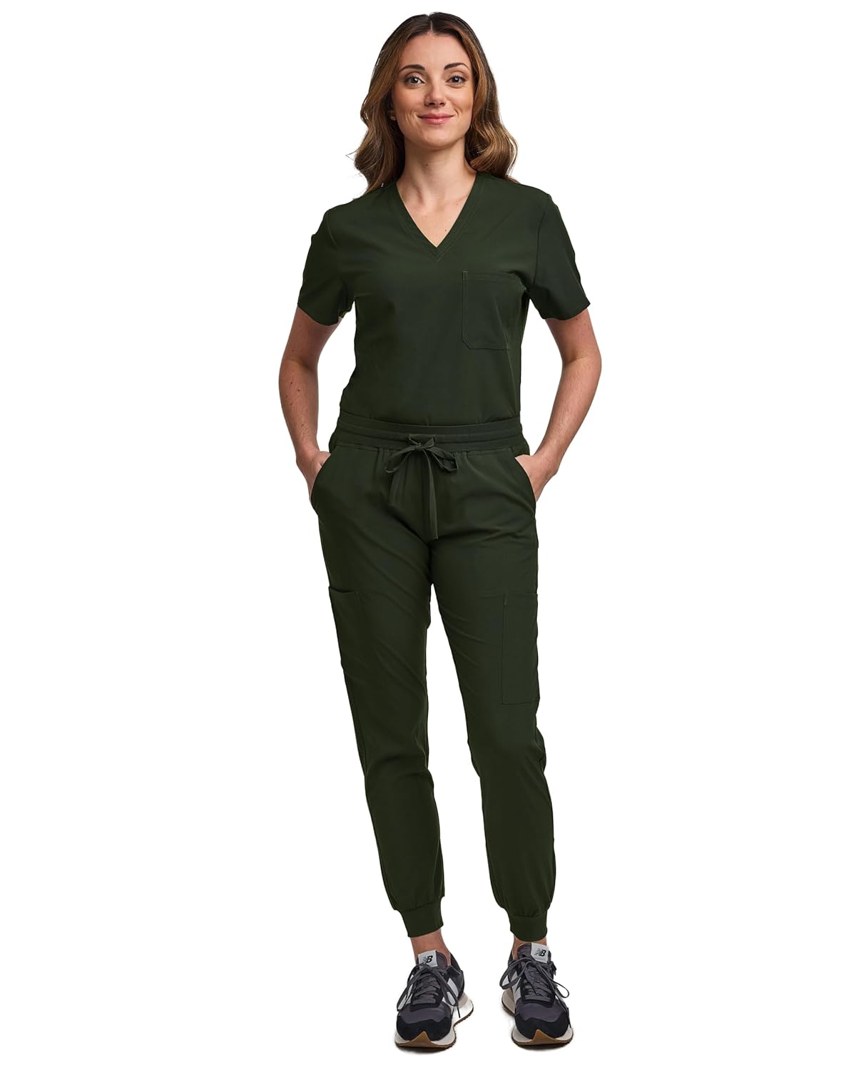 Green Town Scrubs for Women - Jogger Pant and V-Neck Top Set