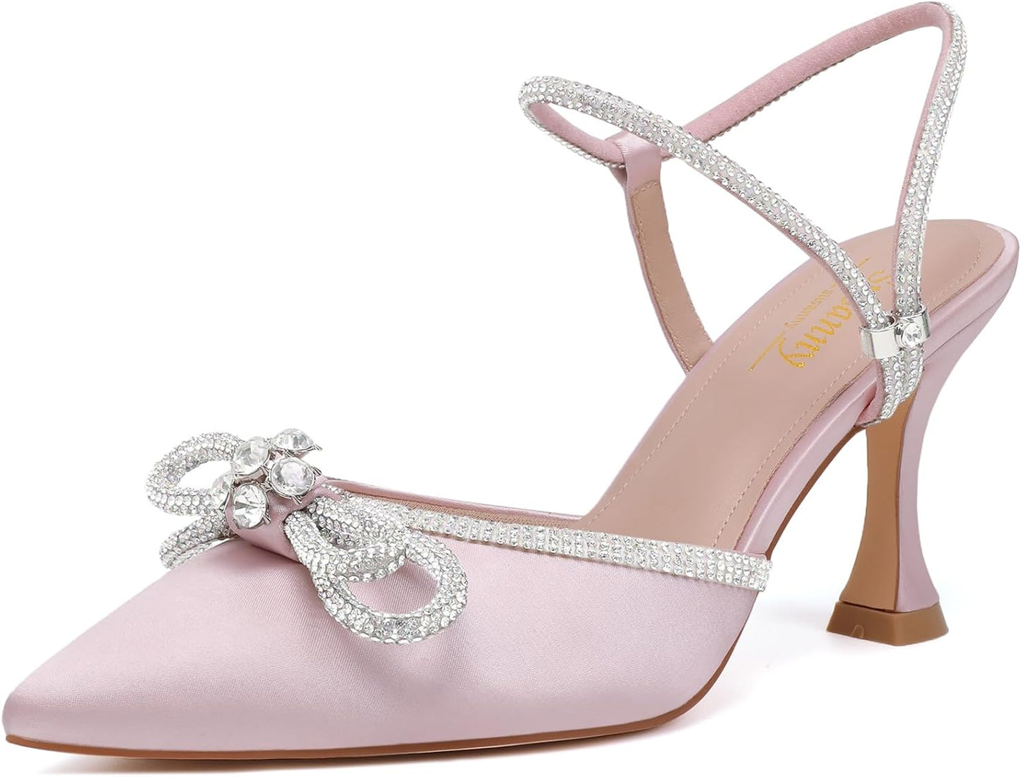 Susanny Women's Closed Toe Rhinestone Wedding Low Heel Pumps