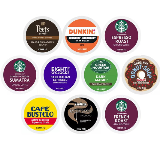 Premium Dark Roast K-cups Sampler - 10 Varieties for Keurig - 20 Count