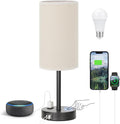 Touch Table Lamp - Beige 3-Way Dimmable with USB A+C and Outlet