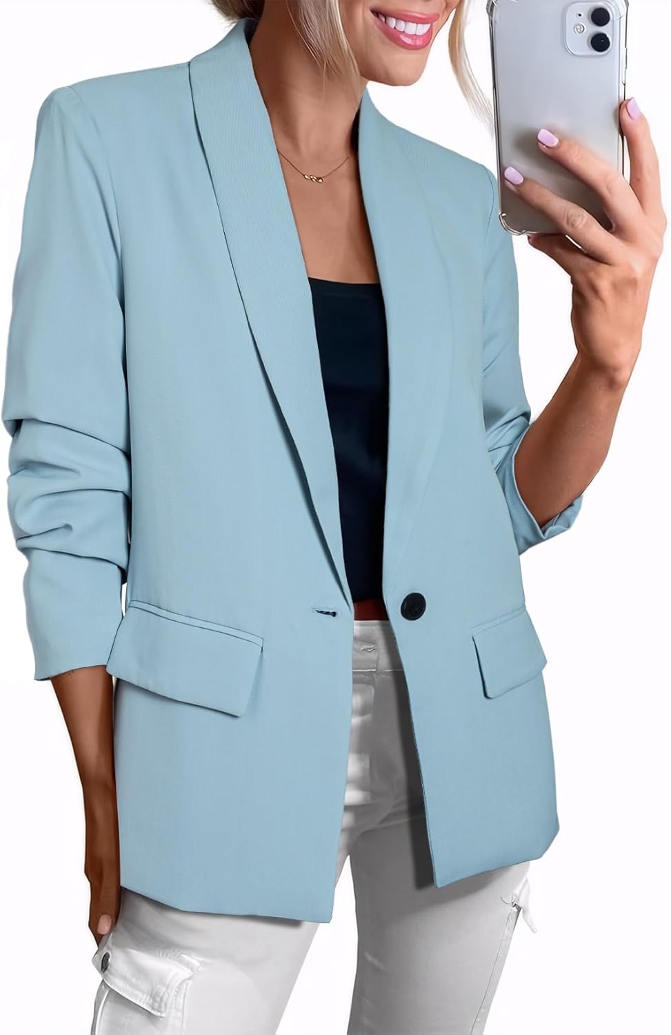 Happy Sailed Womens Long Sleeve Blazer for Office and Casual Wear