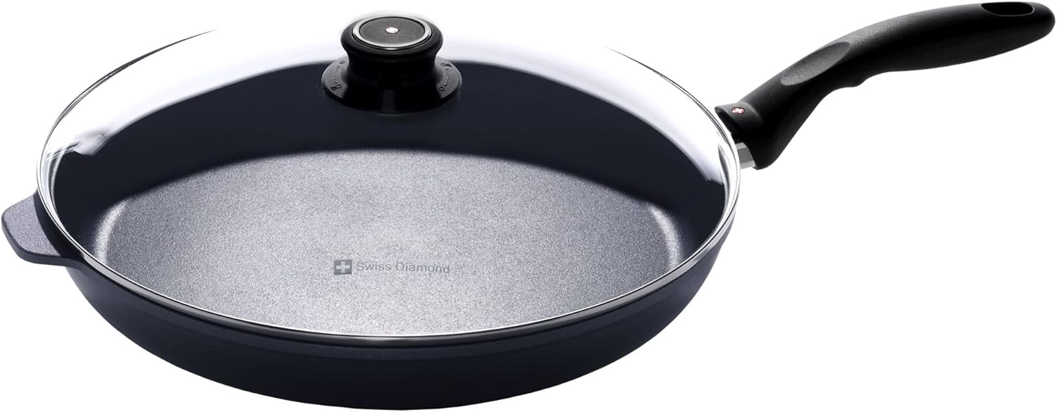 Swiss Diamond Nonstick Frying Pan with Lid, 12.5 Inch Skillet