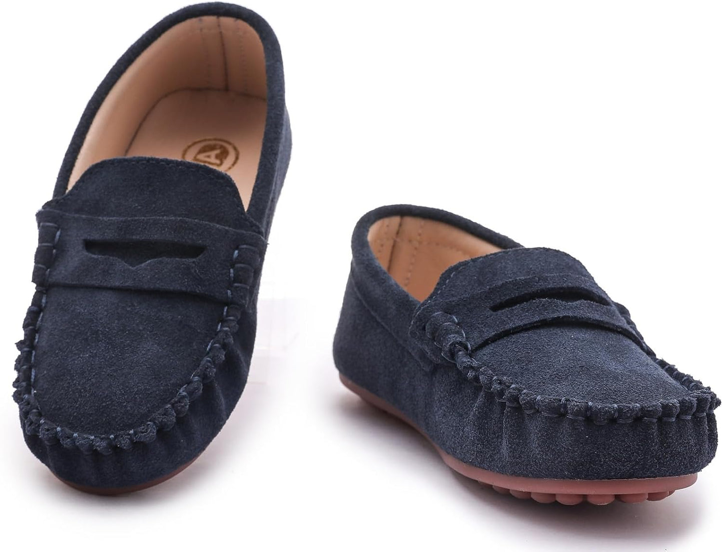 DADAWEN Toddler Boys Girls Soft Suede Leather Loafer Flats