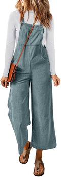 Corduroy Overalls Wide Leg Jumpsuit - Casual Adjustable Fit