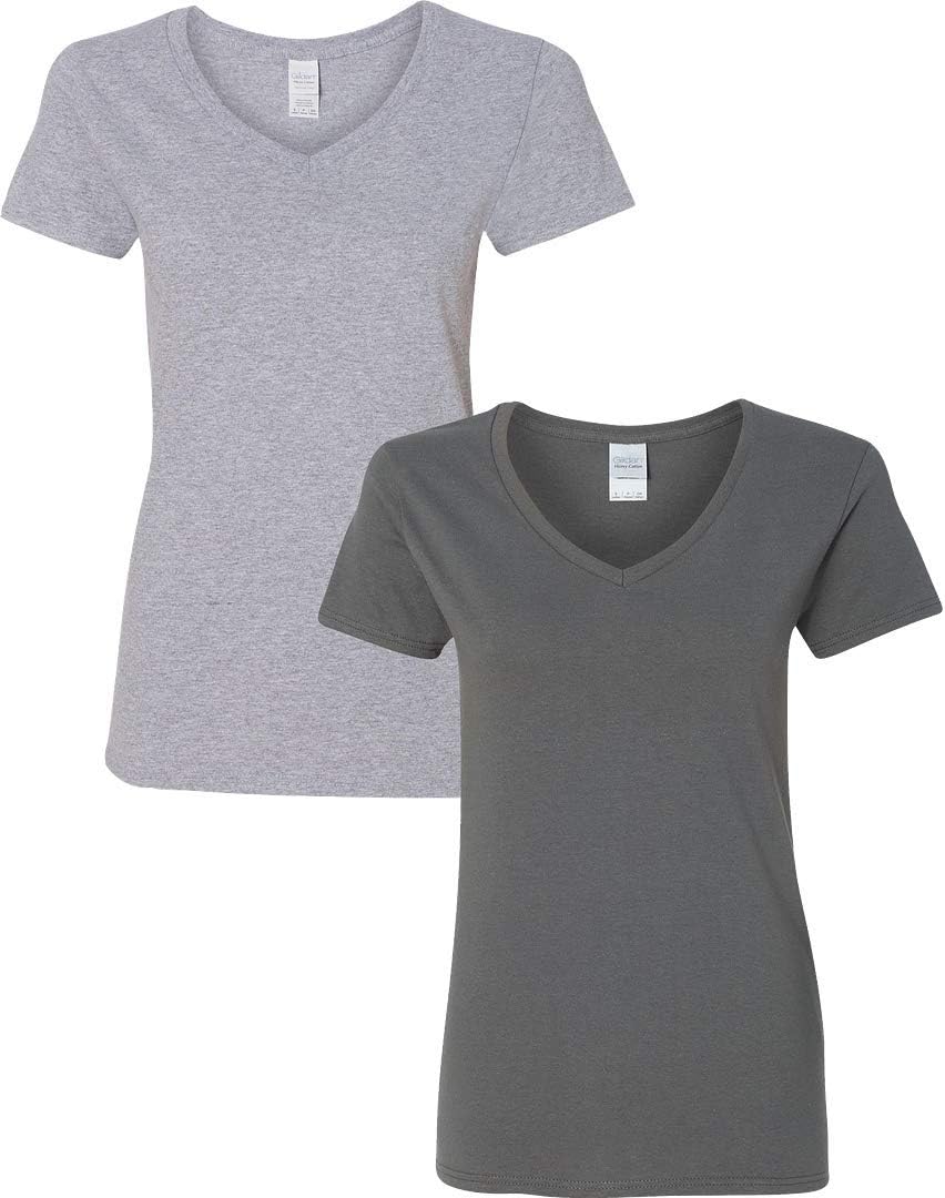 Gildan Women's Heavy Cotton V-Neck T-Shirt, Perfect for Everyday Wear