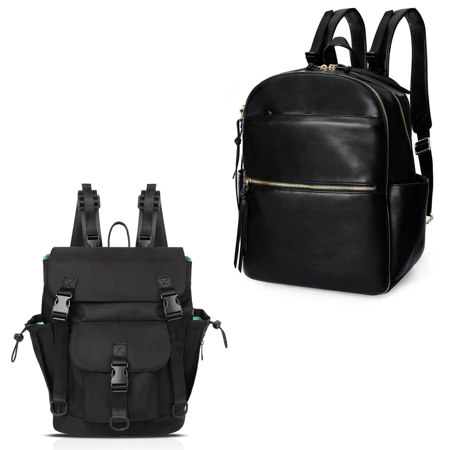 MOMINSIDE Mini Leather Diaper Backpack, 6 Insulated Pockets
