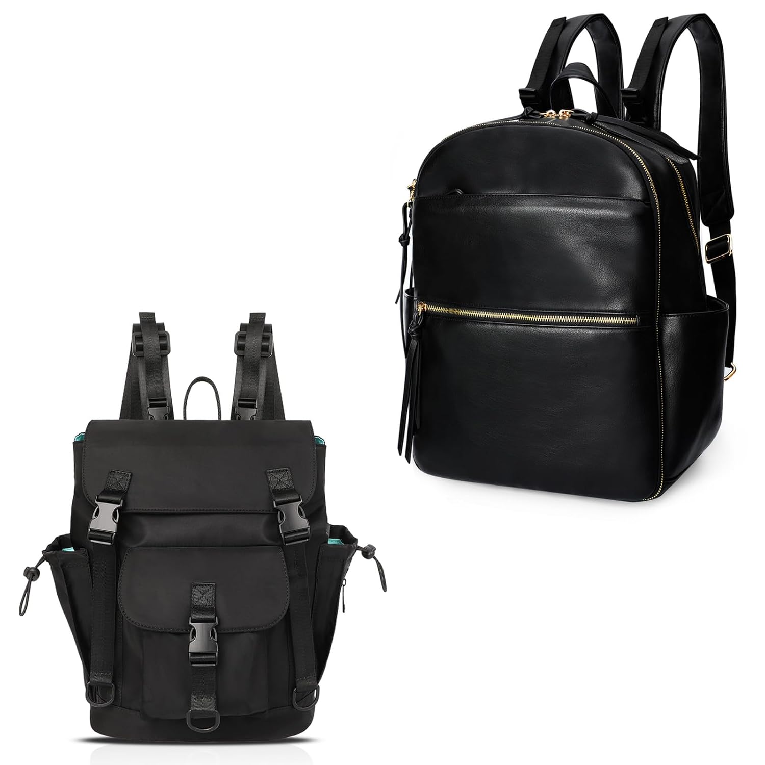 MOMINSIDE Mini Leather Diaper Backpack, 6 Insulated Pockets