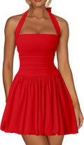 Kaximil Women's Halter Corset Mini Dress - Sexy Bubble Ruched Fit