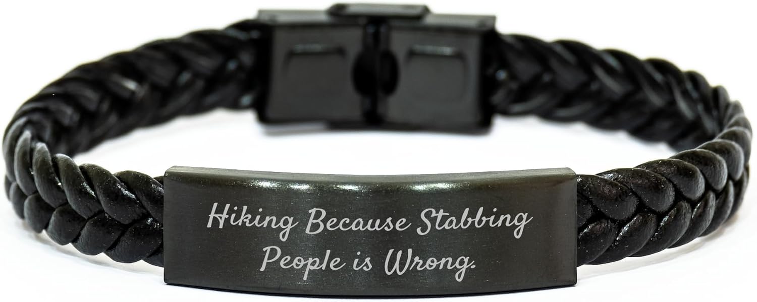 Hiking Humor Leather Bracelet - Funny Gift for Him