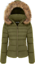 Women's Fur Hooded Thickened Jacket with Fleece Lining - Cozy Warmth