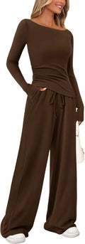 Women's Asymmetrical Lounge Set - 2 Piece Wide Leg Tracksuit