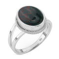 925 Sterling Silver Bloodstone Ring for Women - Bezel Set Elegance