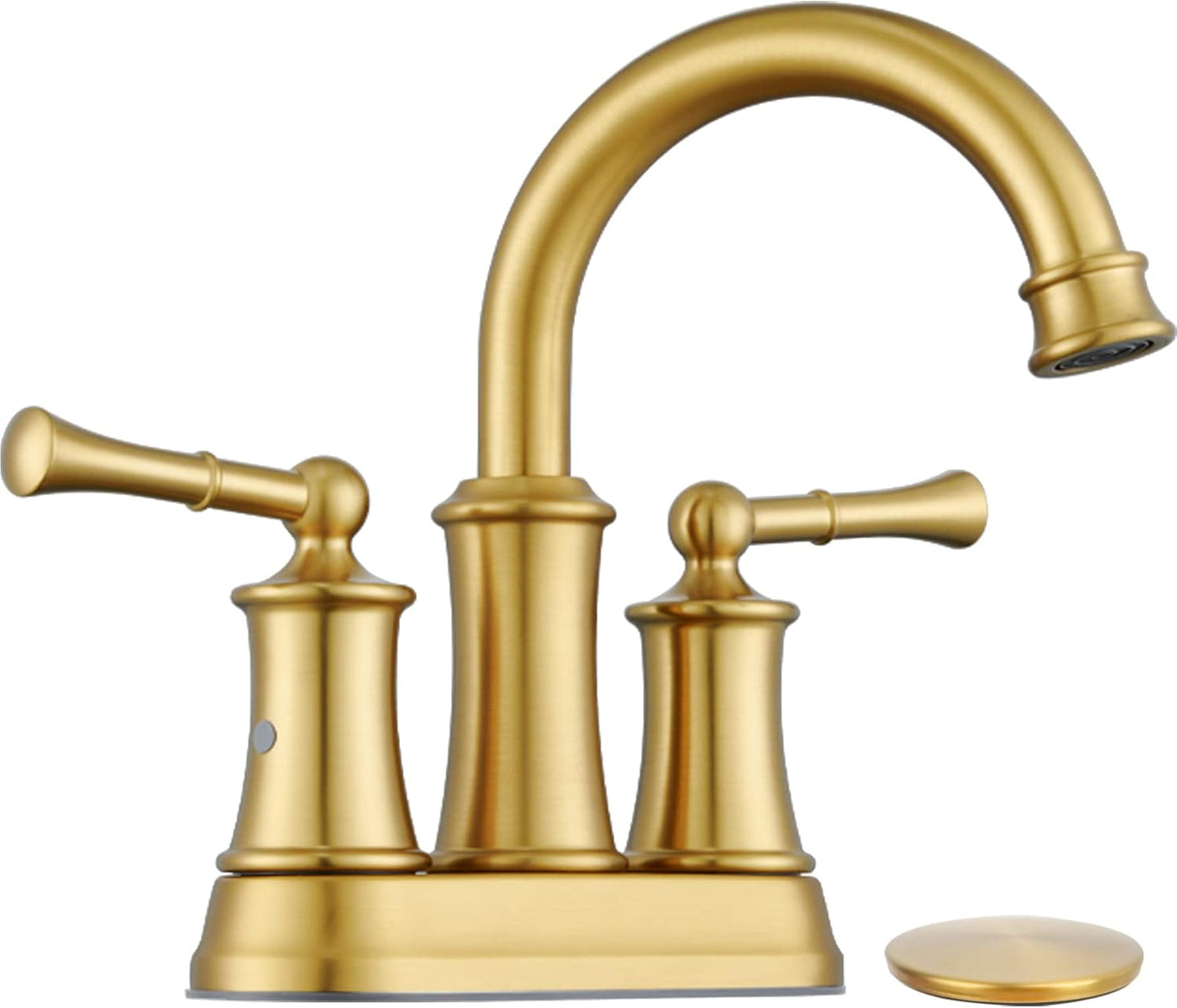 Brushed Gold 4 inch Centerset Bathroom Faucet with Pop Up Drain