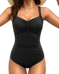 Tempt Me Ruched Slimming One Piece Swimsuit - Tummy Control Retro