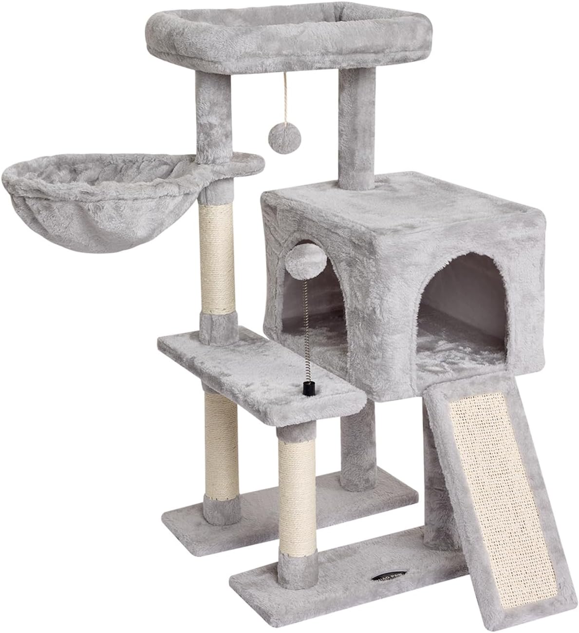 MIAO PAW Grey Cute Cat Tree Tower for Indoor Cats Activity Center