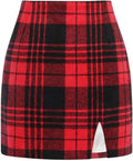 Plaid Mini Skirts High Waisted Wool Pencil Skirt (Style LTJX)