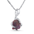 Natural Raw Pink Sapphire Pendant Necklace - Dainty 925 Silver