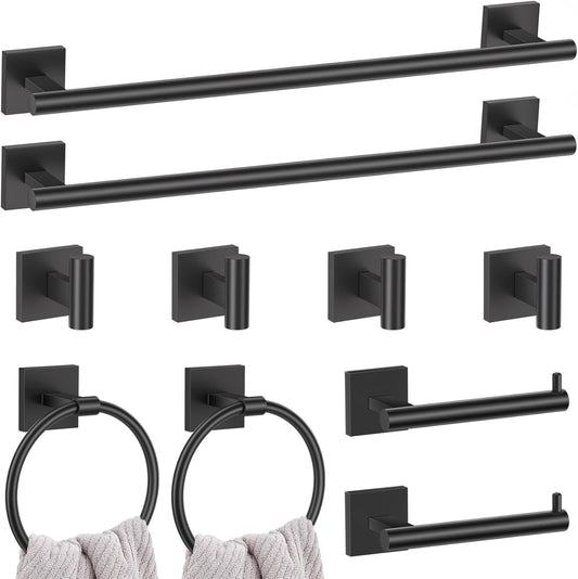 10 Pieces Black Towel Bar Set for Modern Bathroom Decor