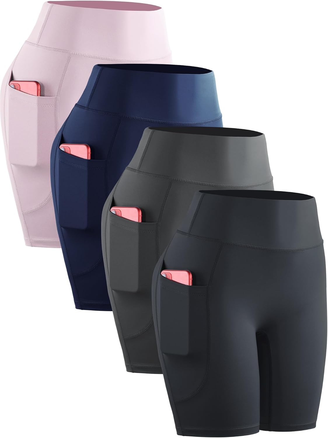 CADMUS Women's High Waist Spandex Yoga Shorts with Pockets