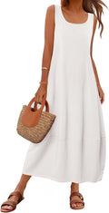 Women's Casual Maxi Sundress Scoop Neck Sleeveless - Loose Fit