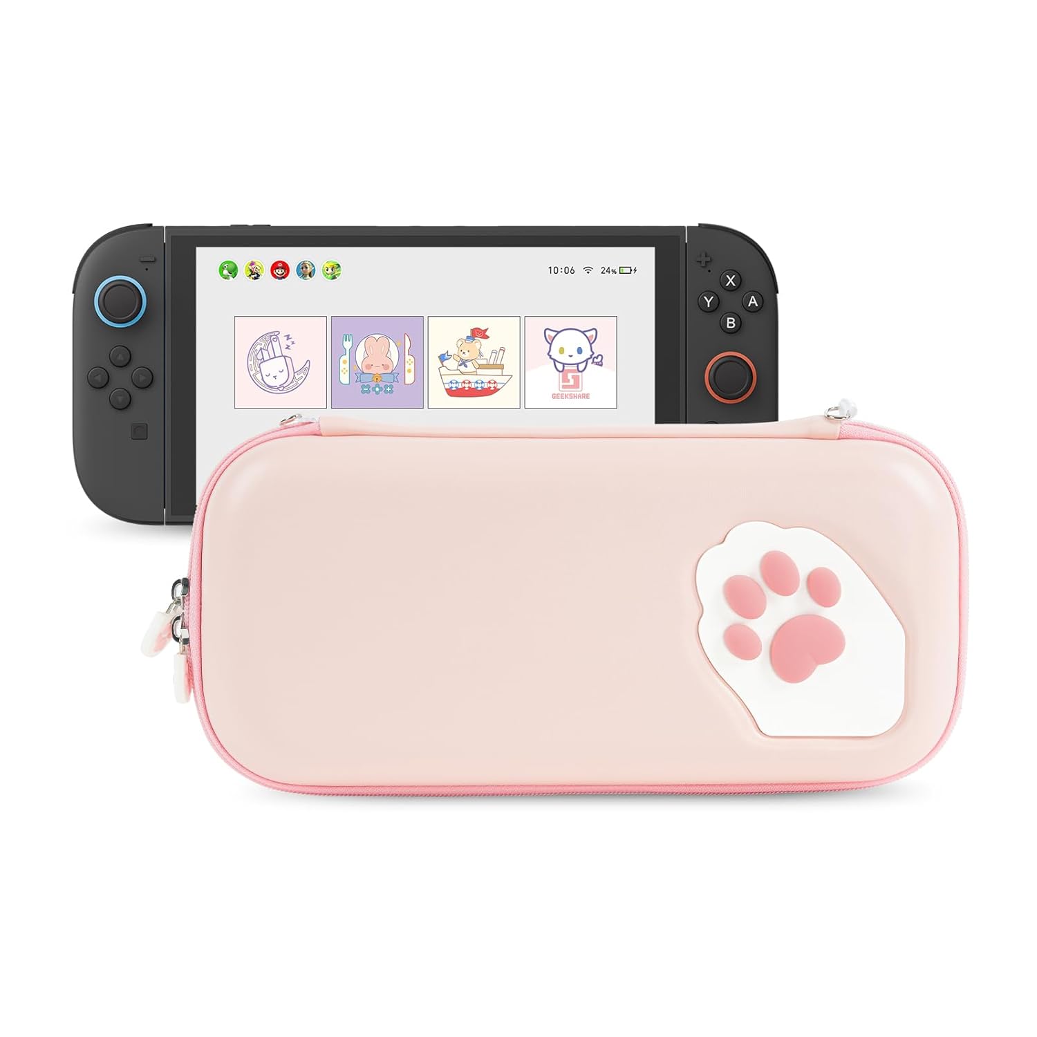 GeekShare Portable Carrying Case for Switch 2 - Cat Paw Design