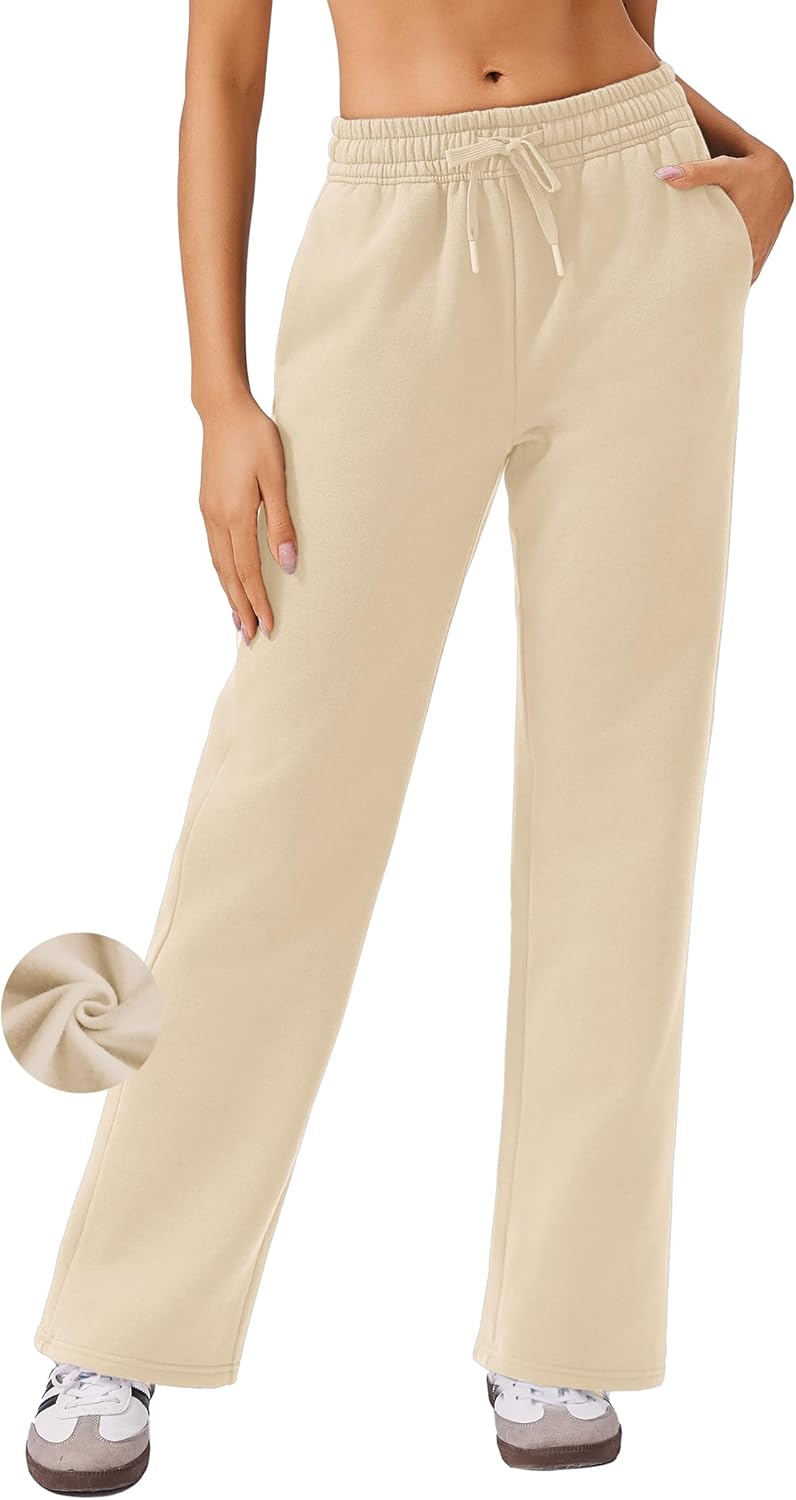 Fleece Lined Sweatpants for Women with 4 Pockets and Comfort