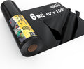 6 Mil Black Plastic Sheeting 10x100 FT Heavy Duty - Durable Vapor