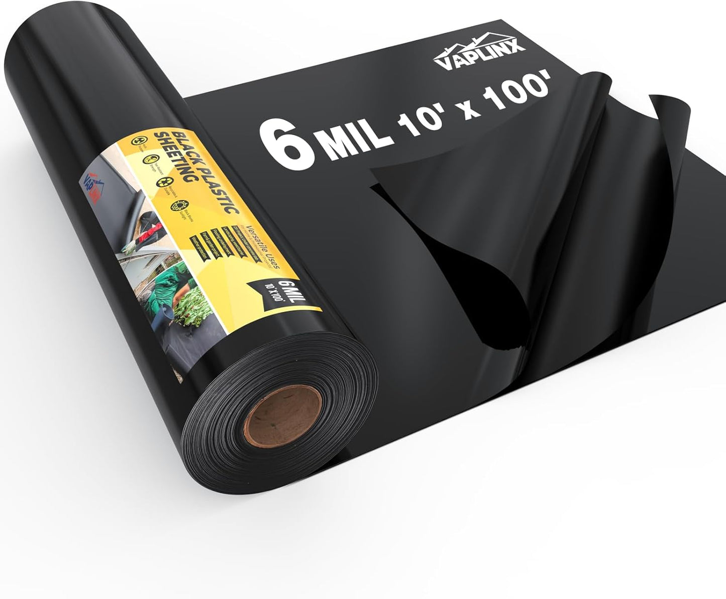 6 Mil Heavy Duty Black Plastic Sheeting for Garden & More
