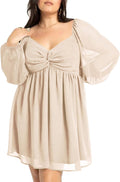 SCOMCHIC Women's Plus Size Puff Long Sleeve Dress - Sweetheart A-Line