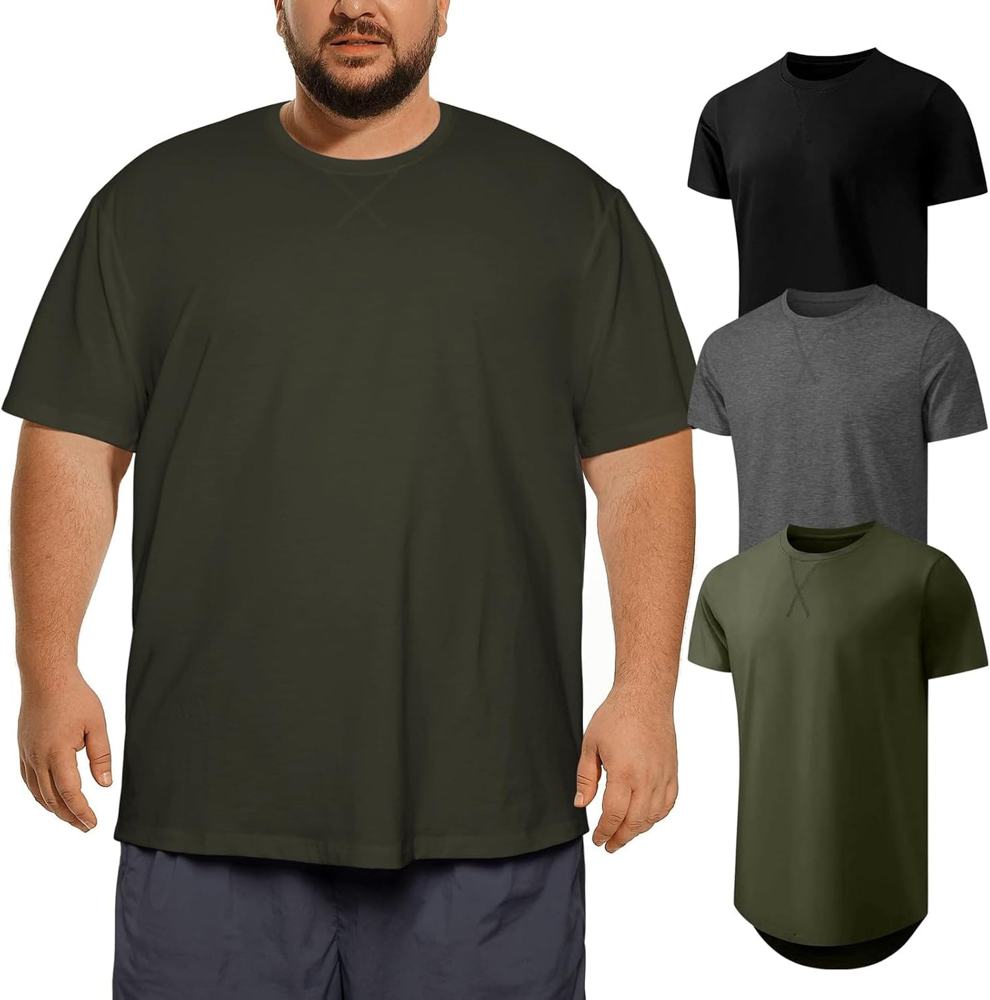 Men's Big and Tall T-Shirts 3XL-8XL Casual Stretch Tee