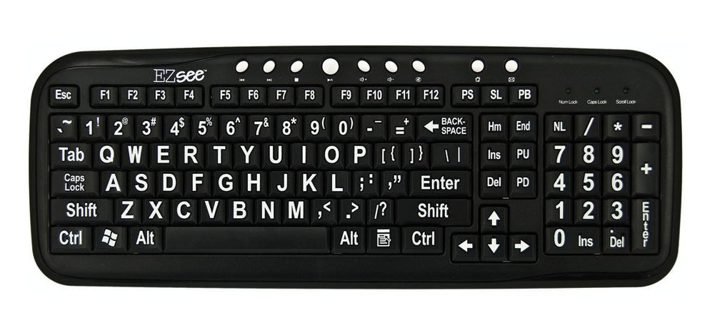 ALIMED EZSee Keyboard White on Black for Enhanced Visibility