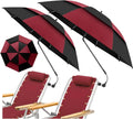 48.6in Double Canopy Beach Umbrella with Clamp - UPF50+ Shade