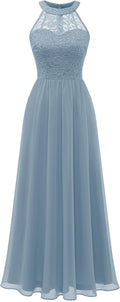 Wedtrend Women's Halter Long Prom Dress - Elegant Lace Chiffon Fit are