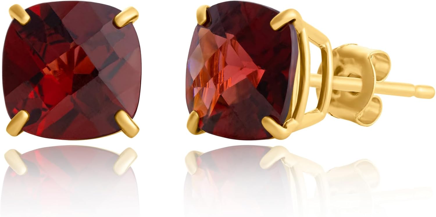 925 Sterling Silver Cushion Cut Gemstone Stud Earrings for Women