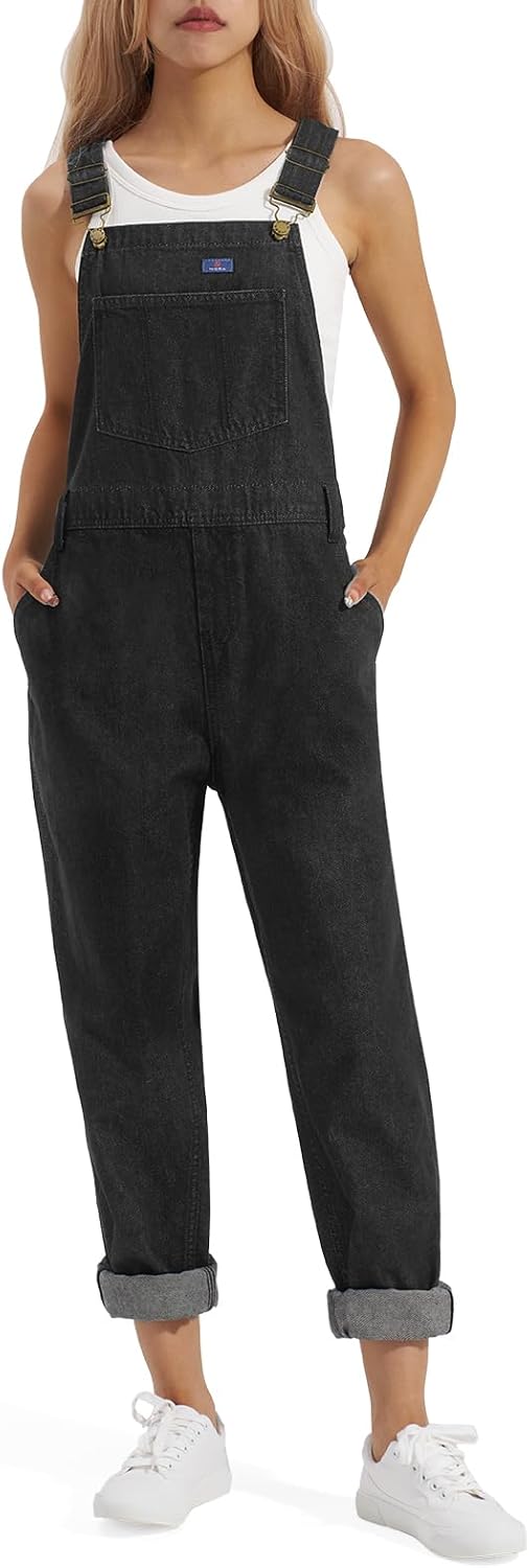 HISEA Loose Fit Denim Overalls for Women with Pockets