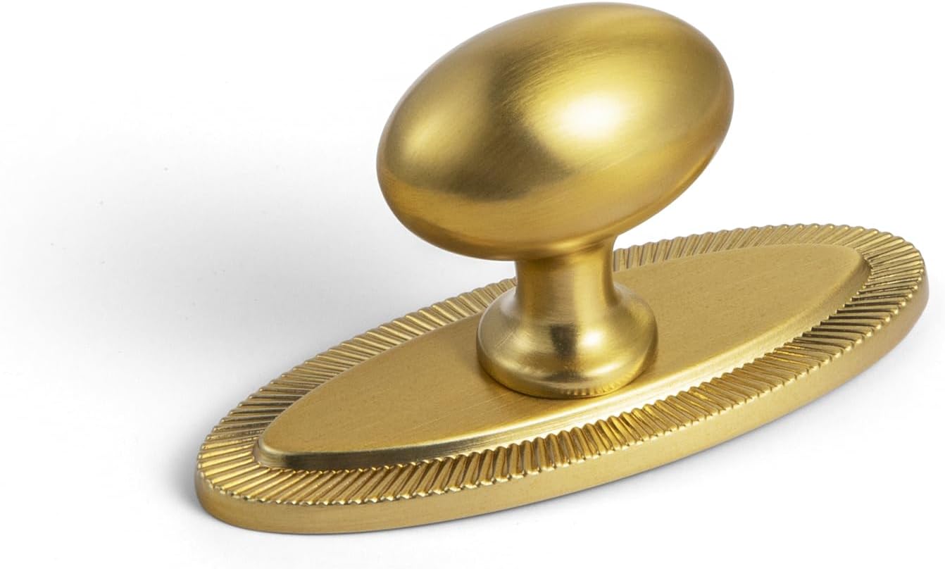 Goo-Ki Brushed Gold Cabinet Knobs with Backplate for Elegance