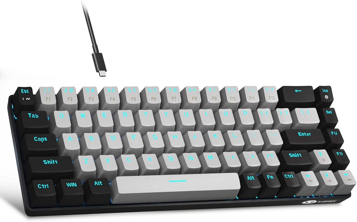MageGee 60% Mech Gaming Keyboard - Blue Switch, Compact & Portable