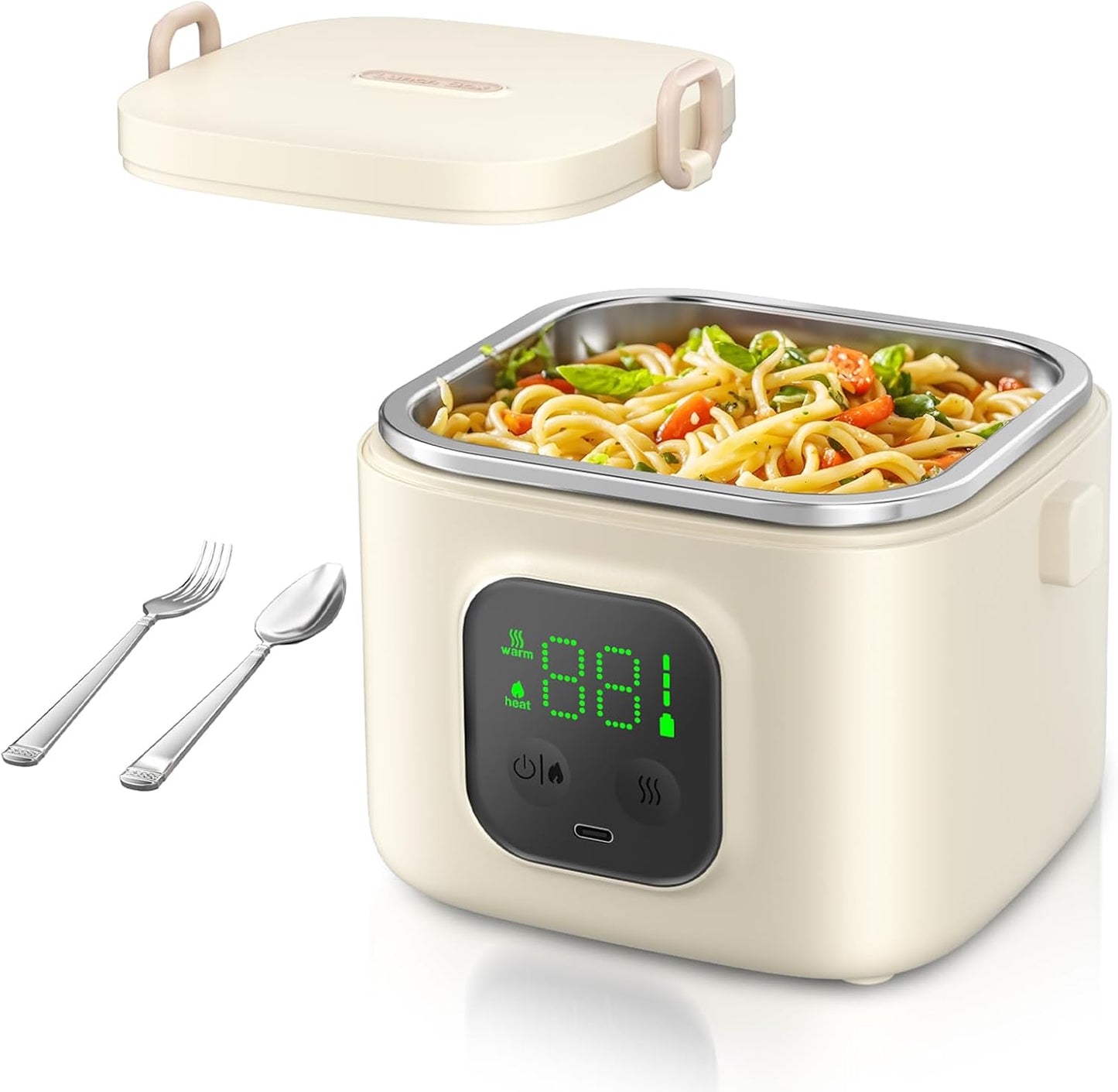 Cordless Electric Lunch Box for Adults & Kids - 800ml Self Heating
