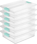 Sterilite 6-Pack Clip Box Stackable Clear Plastic Bins - Large