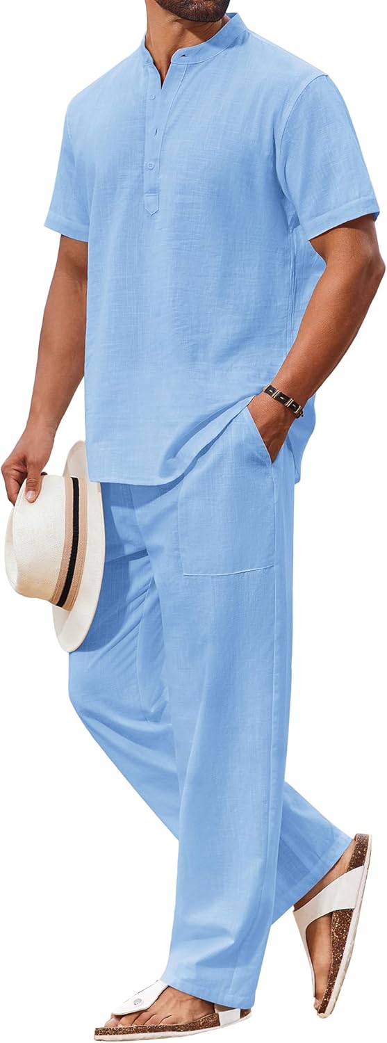 COOFANDY Men's 2 Piece Cotton Sets for Stylish Summer Outfits