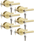 goldenwarm Gold Entry Interior Door Handle - Brushed Gold 6 Pack