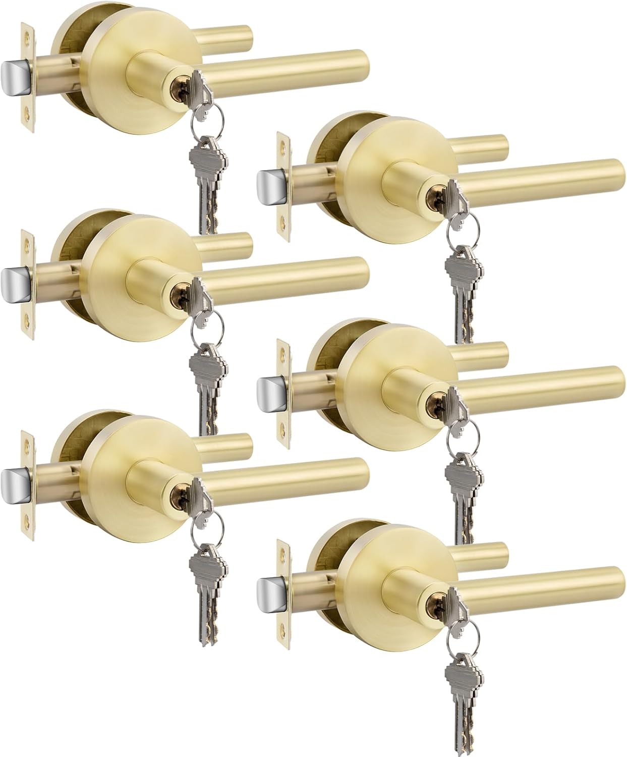 goldenwarm Gold Entry Interior Door Handle Set for Modern Homes