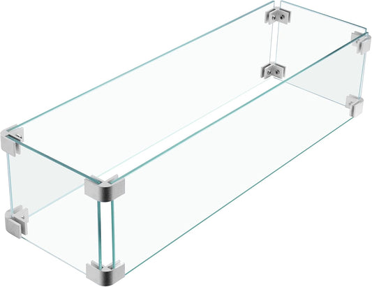 23x7x5.5 Fire Pit Glass Flame Wind Guard for Outdoor Use