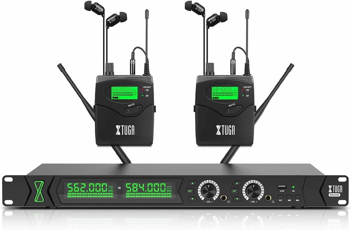 XTUGA RW2090 Wireless In Ear Monitor System for Musicians